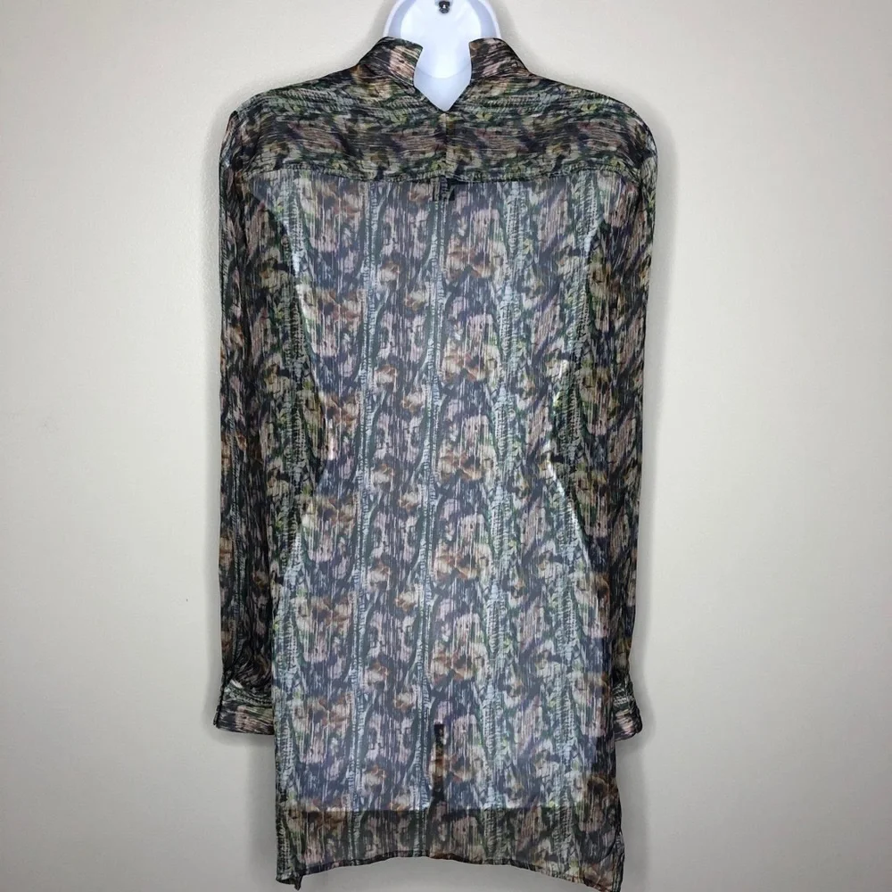 Theyskens' Theory Sheer Printed Silk Button Down - Picture 7 of 7